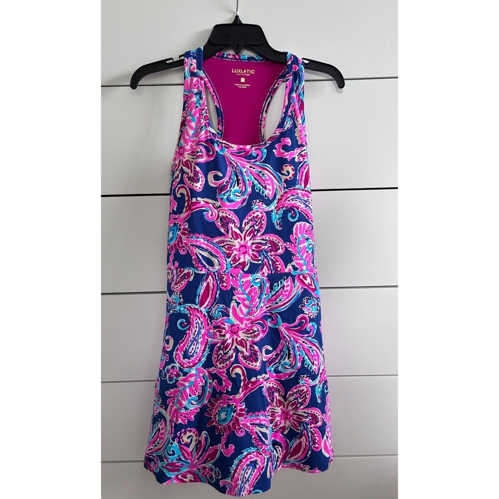 Luxletic Forehand Flitting About Print Women's Sleeveless Golf Dress Size Large